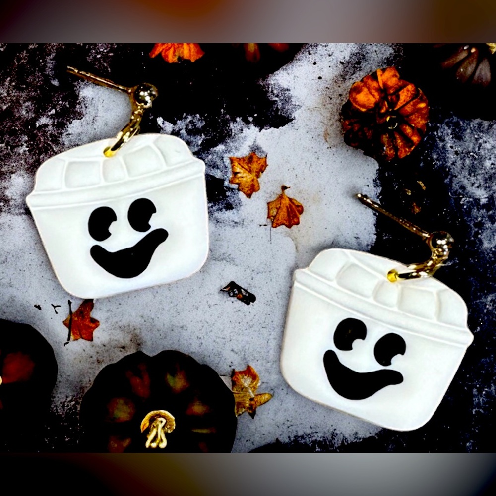 McDonald’s Happy Meal Ghost Bucket Polymer Clay Dangle Earrings